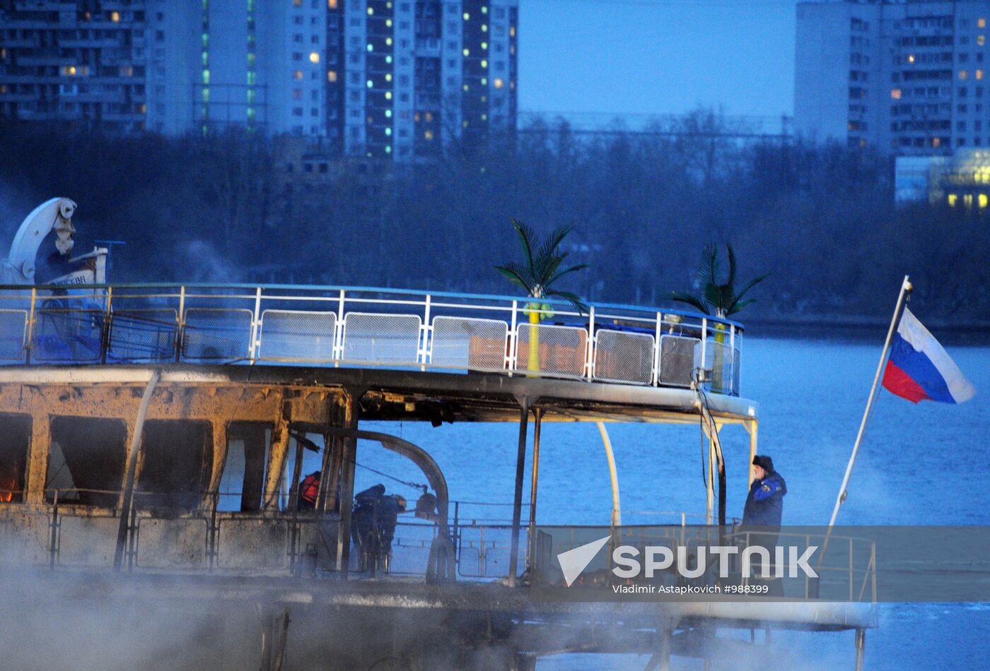 Fire onboard "Sergei Abramov" motor ship in Moscow