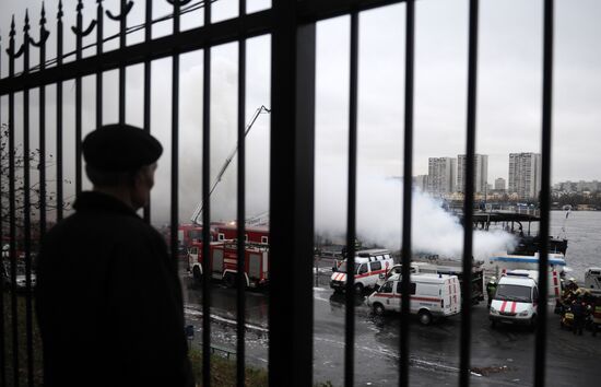 Fire onboard "Sergei Abramov" motor ship in Moscow