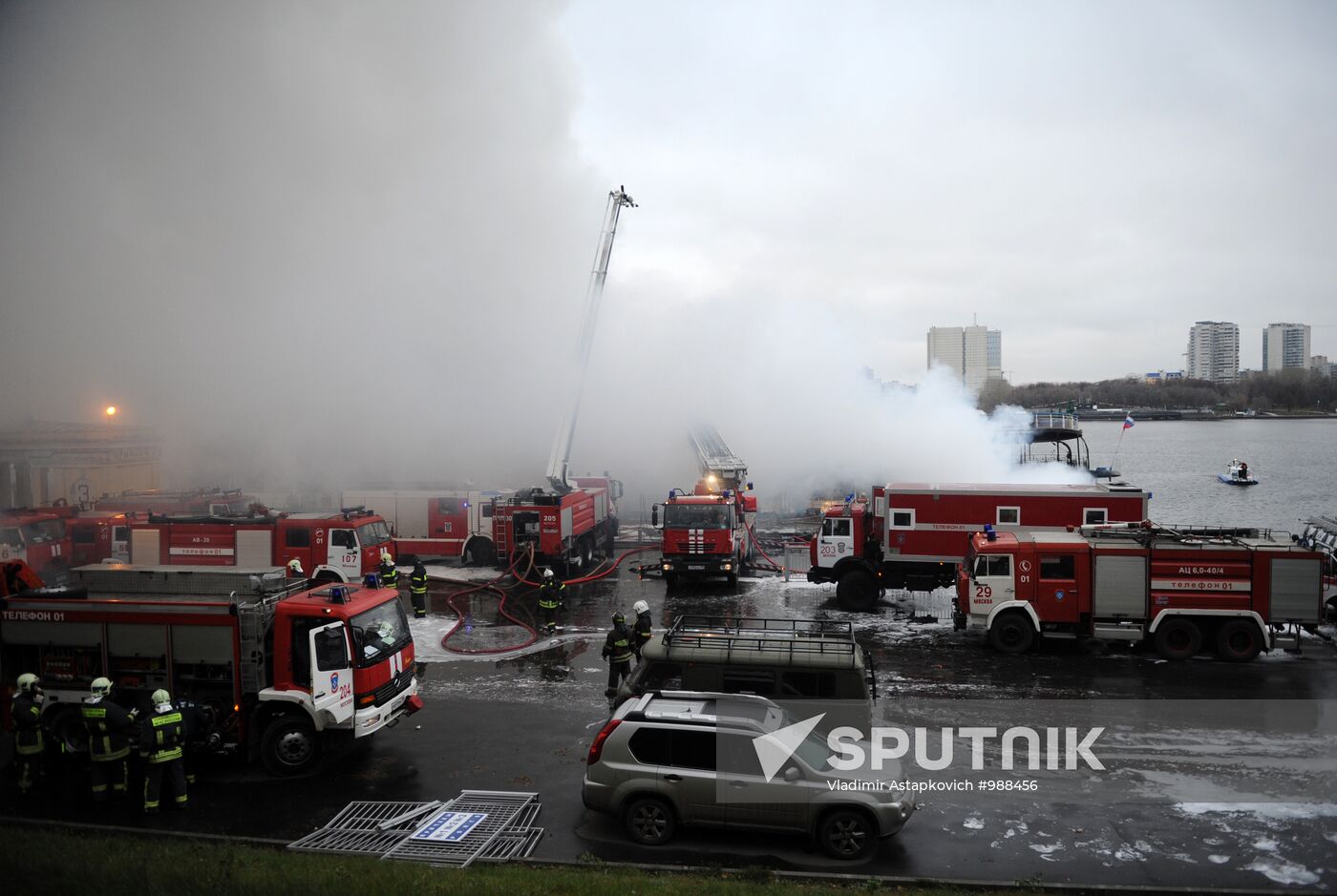 Fire onboard "Sergei Abramov" motor ship in Moscow