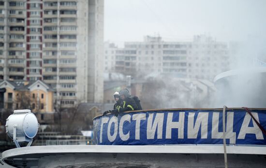 Fire onboard "Sergei Abramov" motor ship in Moscow