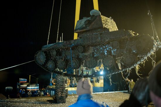 KV-1 tank raised from the bottom of Neva river