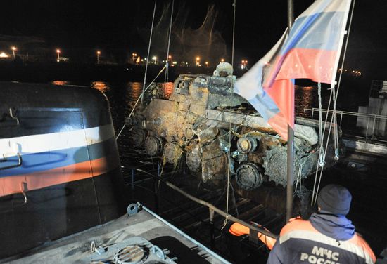 KV-1 tank raised from the bottom of Neva river