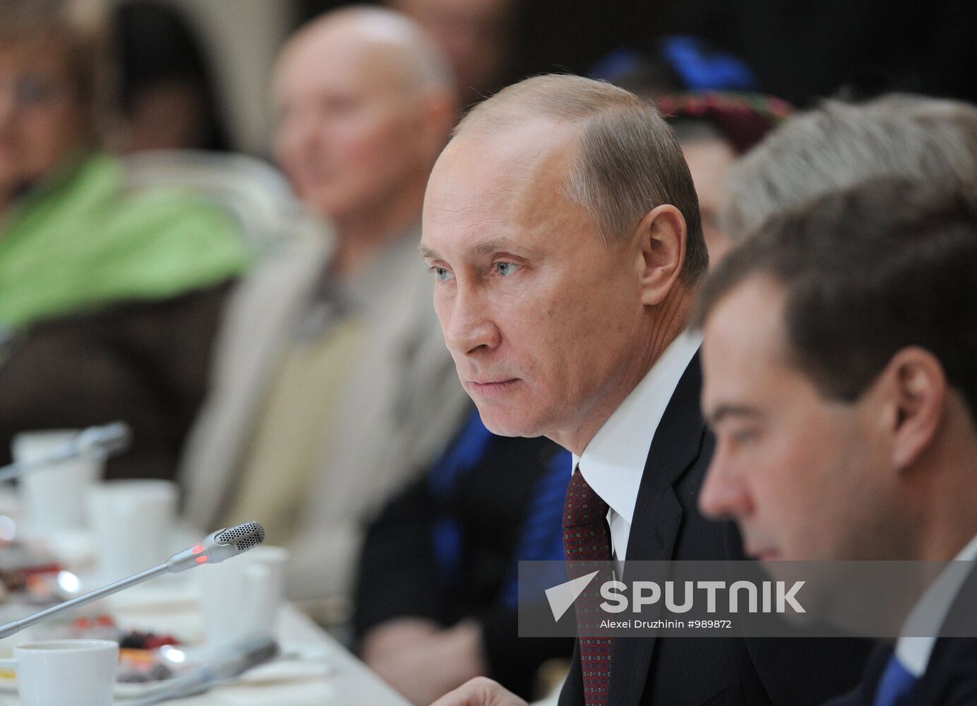 Dmitry Medvedev, Vladimir Putin meet with veterans