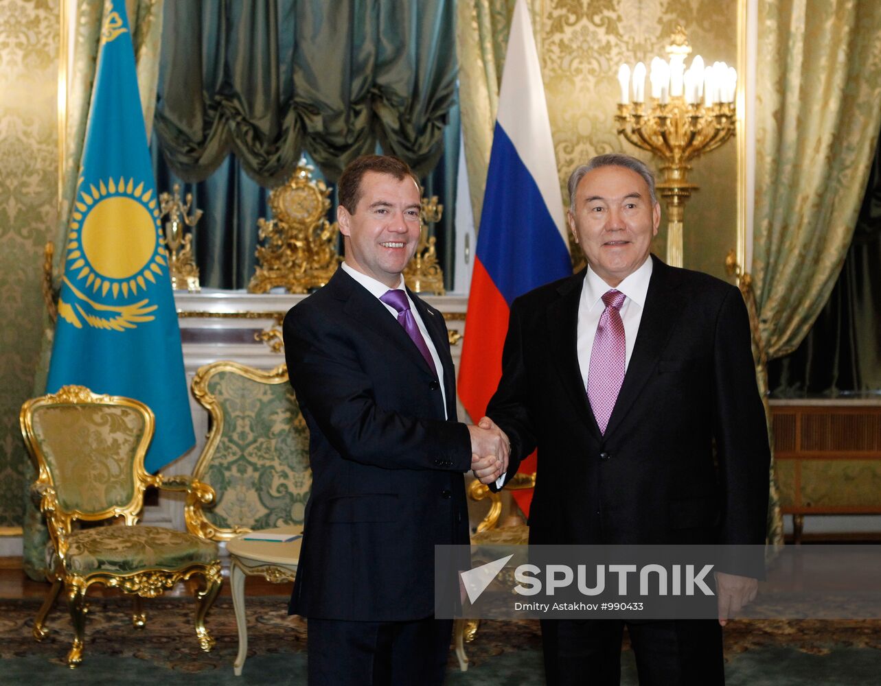 Dmitry Medvedev and Nursultan Nazarbayev meet in Kremlin