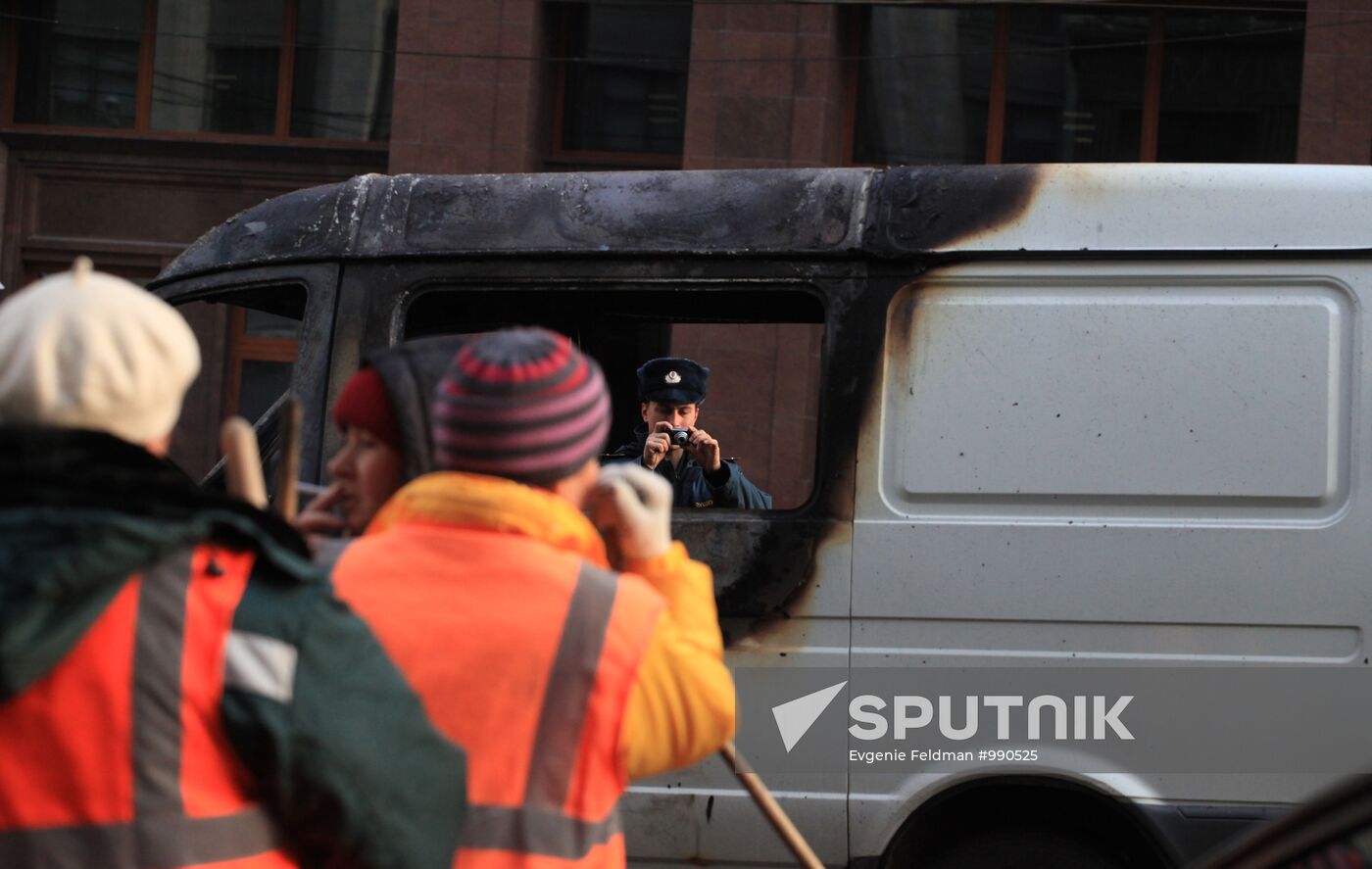 Gazel van caught fire near State Duma, Moscow