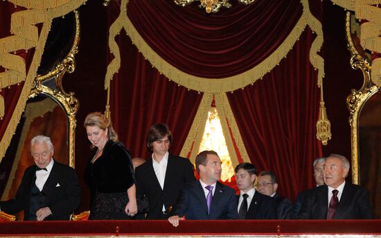 D. Medvedev and N. Nazarbayev at "Sleeping Beauty" premiere