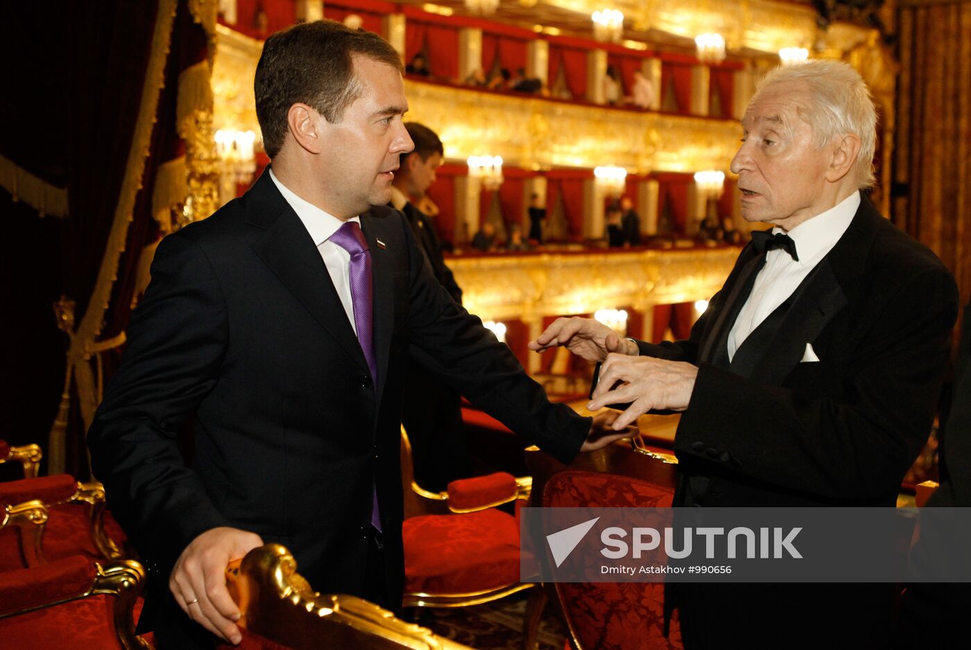 Medvedev and Nazarbayev at the Bolshoi ballet "Sleeping Beauty"