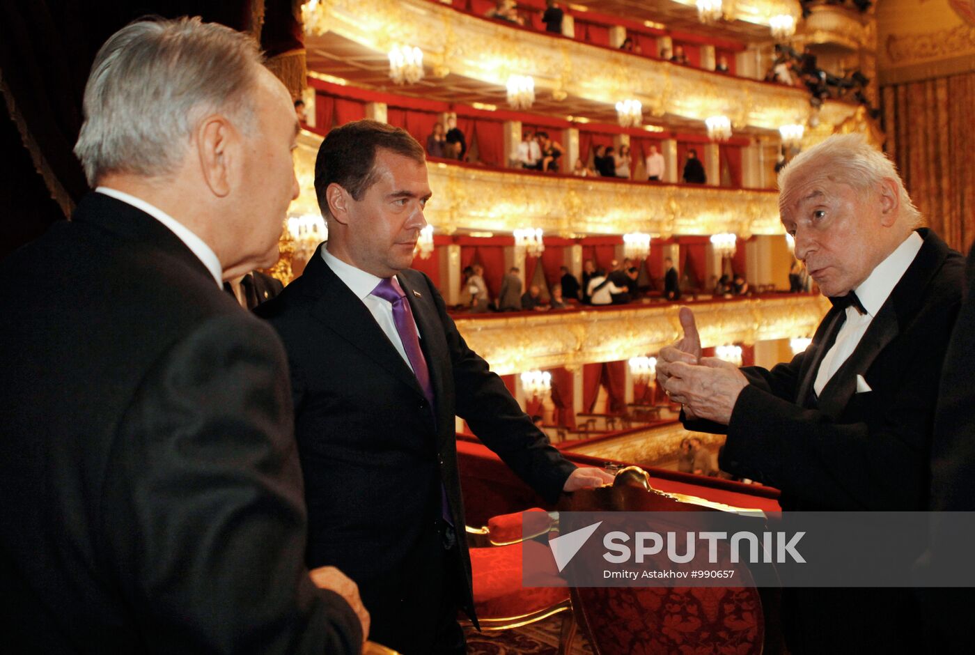 Medvedev and Nazarbayev at the Bolshoi ballet "Sleeping Beauty"