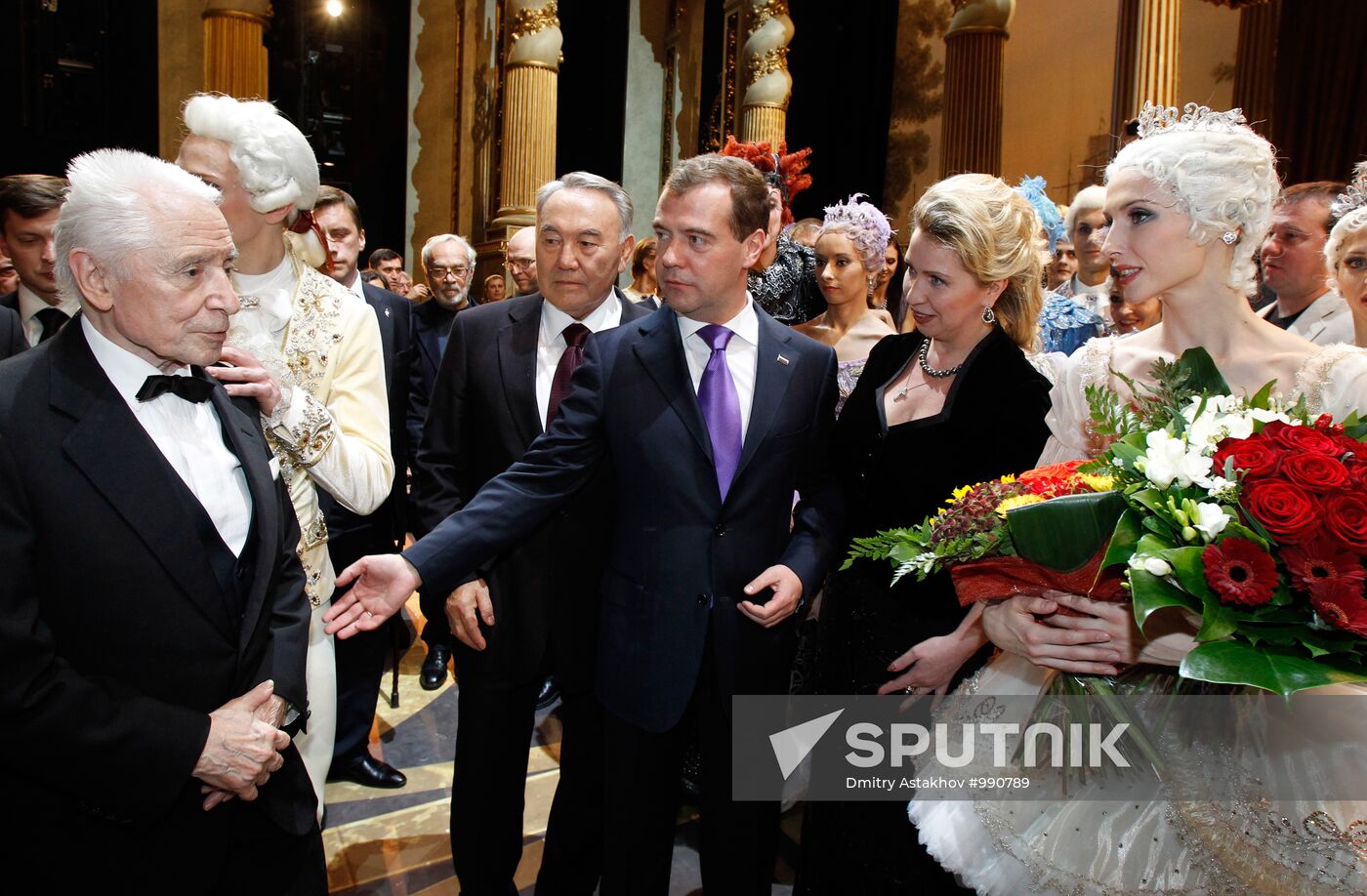 D. Medvedev and N. Nazarbayev at "Sleeping Beauty" premiere