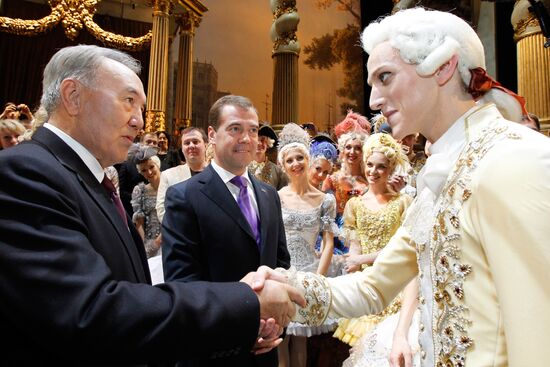 D. Medvedev and N. Nazarbayev at "Sleeping Beauty" premiere