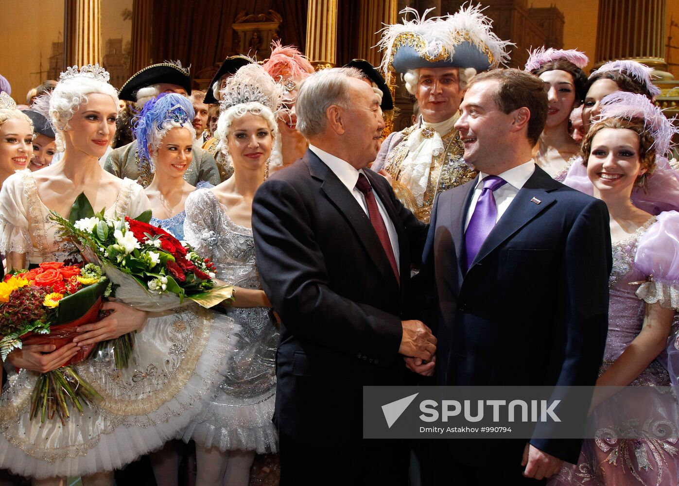 D. Medvedev and N. Nazarbayev at "Sleeping Beauty" premiere