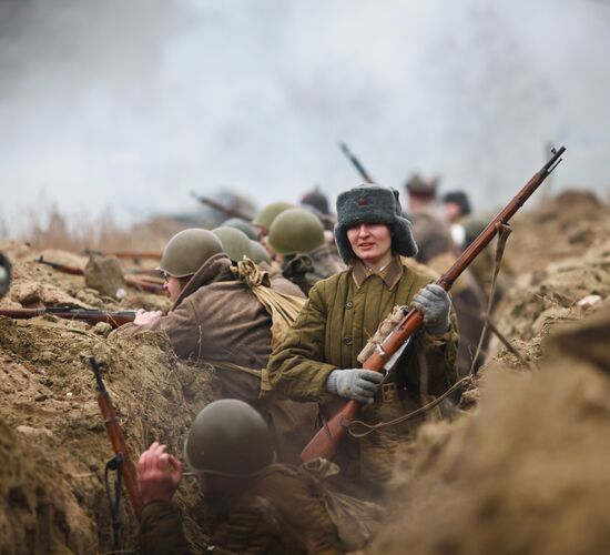 Military-historical reenactment of Stalingrad Battle episode