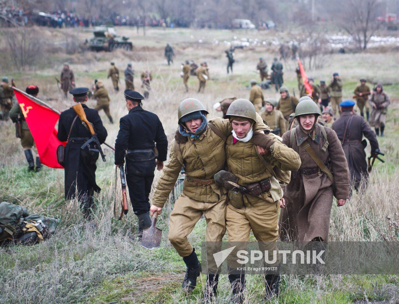 Military-historical reenactment of Stalingrad Battle episode