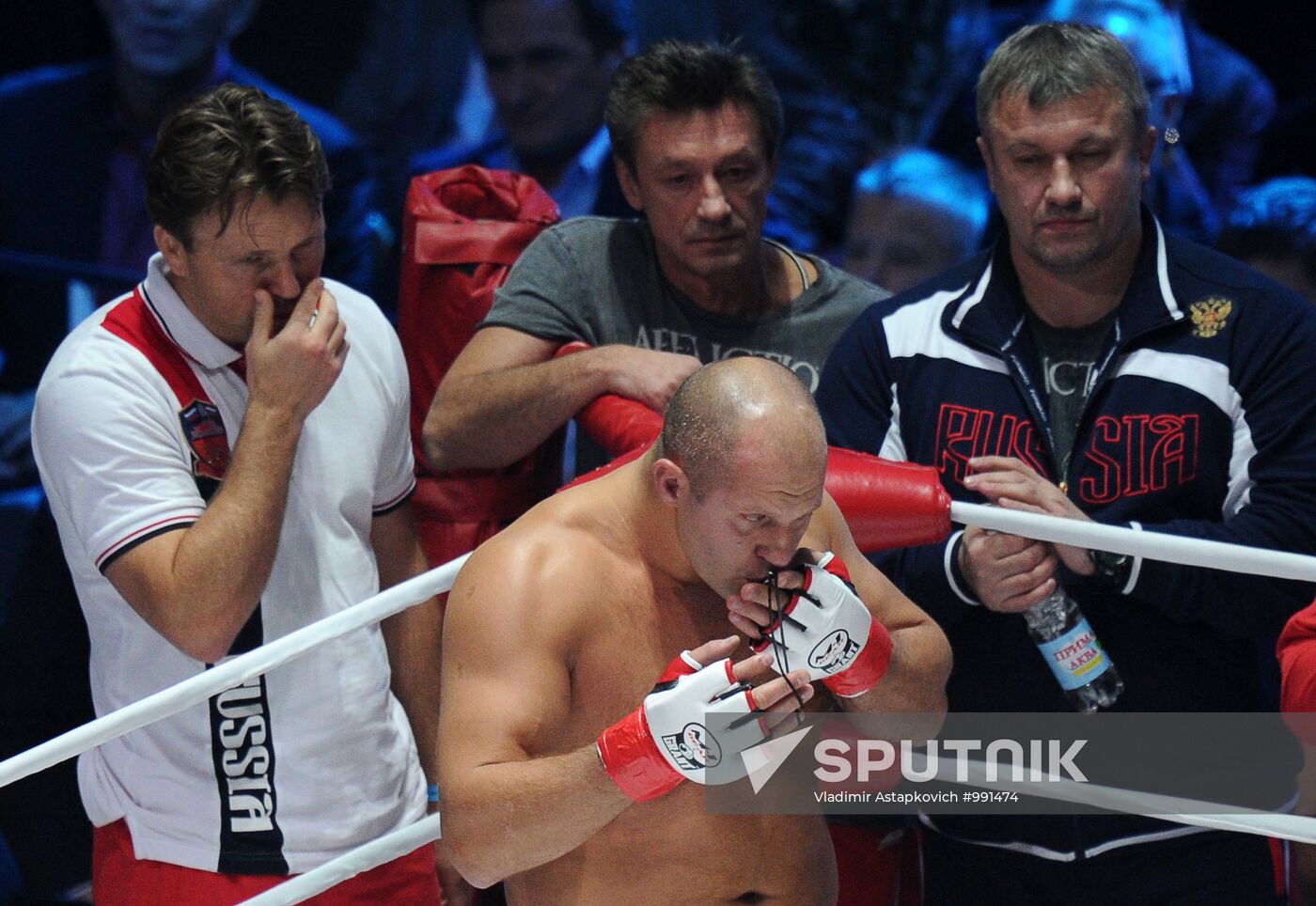 Mixed Martial Arts. Fight between F. Emelianenko and J. Monson