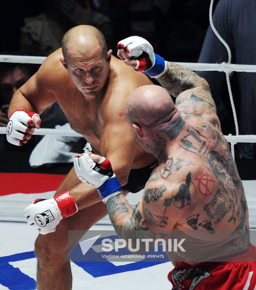 Mixed Martial Arts. Fight between F. Emelianenko and J. Monson