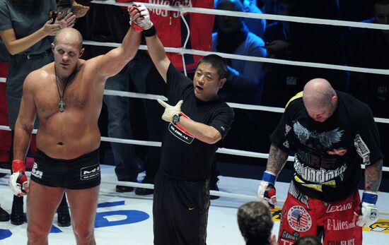 Mixed Martial Arts. Fight between F. Emelianenko and J. Monson