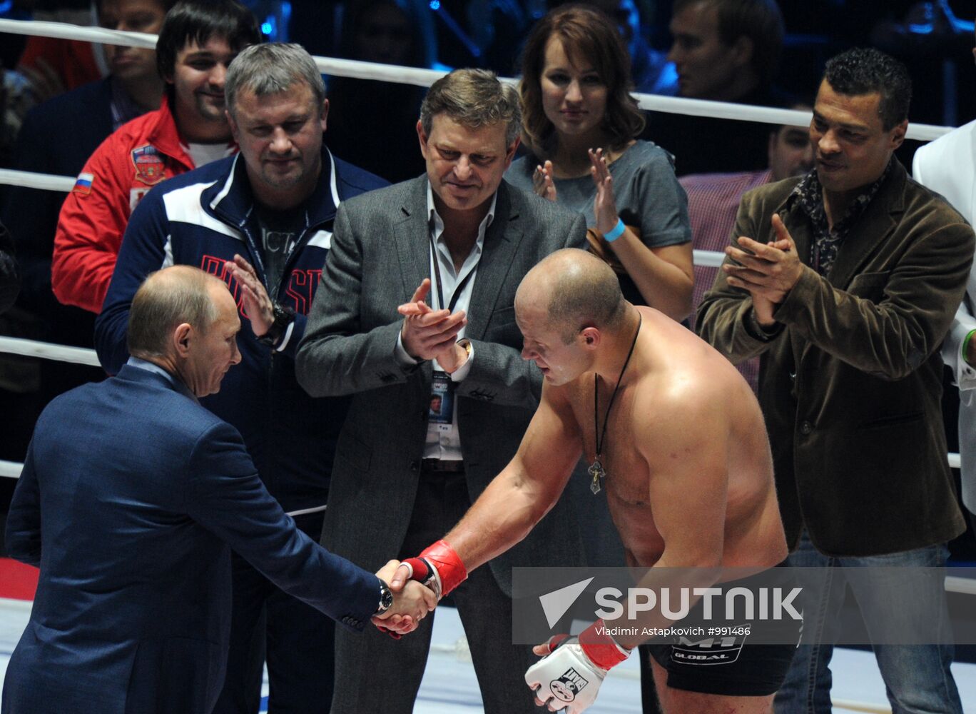 Mixed Martial Arts. Fight between F. Emelianenko and J. Monson