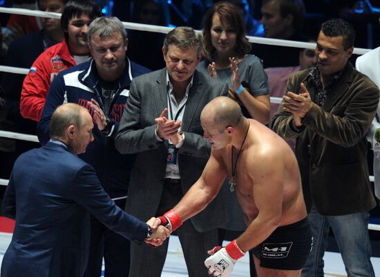 Mixed Martial Arts. Fight between F. Emelianenko and J. Monson