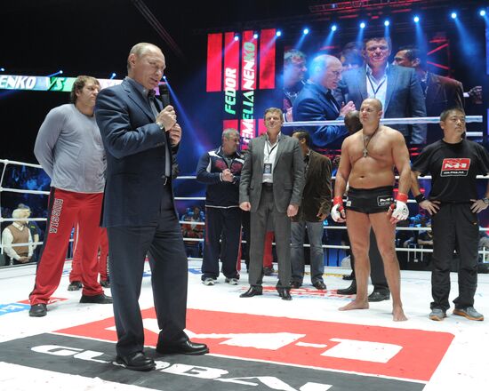 Vladimir Putin attends Fedor Emelianenko vs. Jeff Monson match