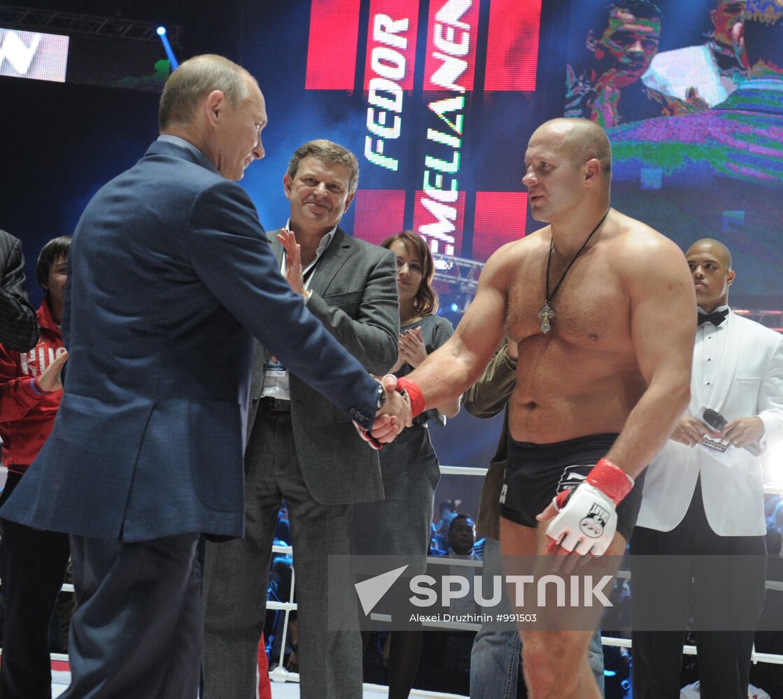 Vladimir Putin attends Fedor Emelianenko vs. Jeff Monson match