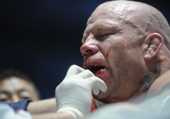 Mixed Martial Arts. Fight between F. Emelianenko and J. Monson