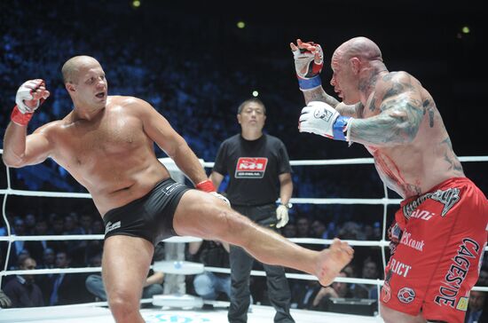 Mixed Martial Arts. Fight between F. Emelianenko and J. Monson