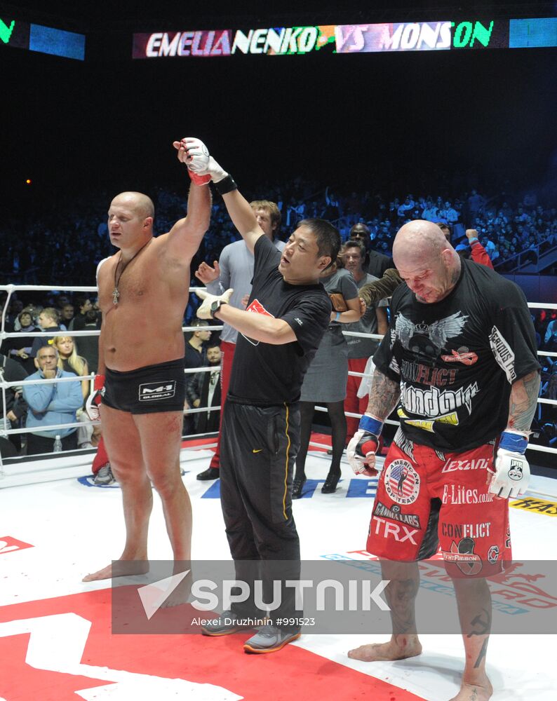 Mixed Martial Arts. Fight between F. Emelianenko and J. Monson