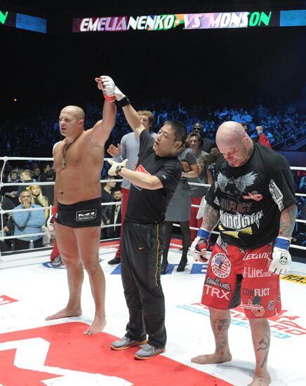Mixed Martial Arts. Fight between F. Emelianenko and J. Monson