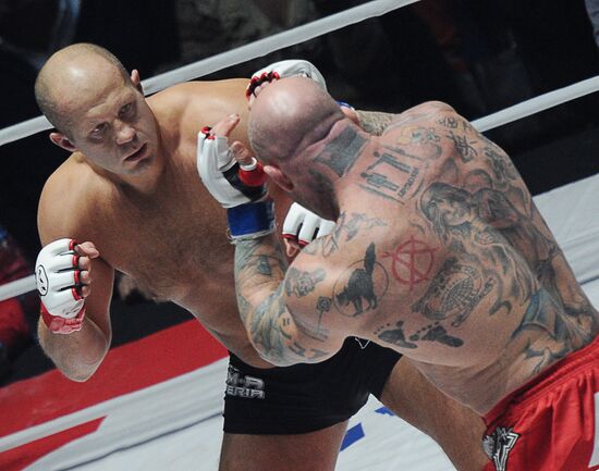 Mixed Martial Arts. Fight between F. Emelianenko and J. Monson