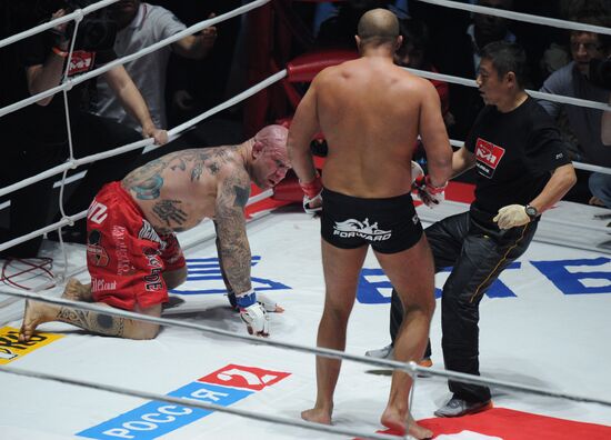 Mixed Martial Arts. Fight between F. Emelianenko and J. Monson