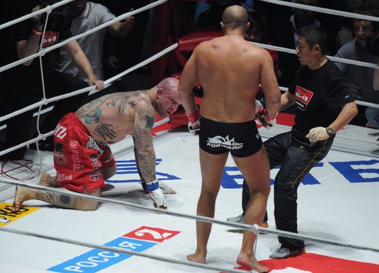 Mixed Martial Arts. Fight between F. Emelianenko and J. Monson