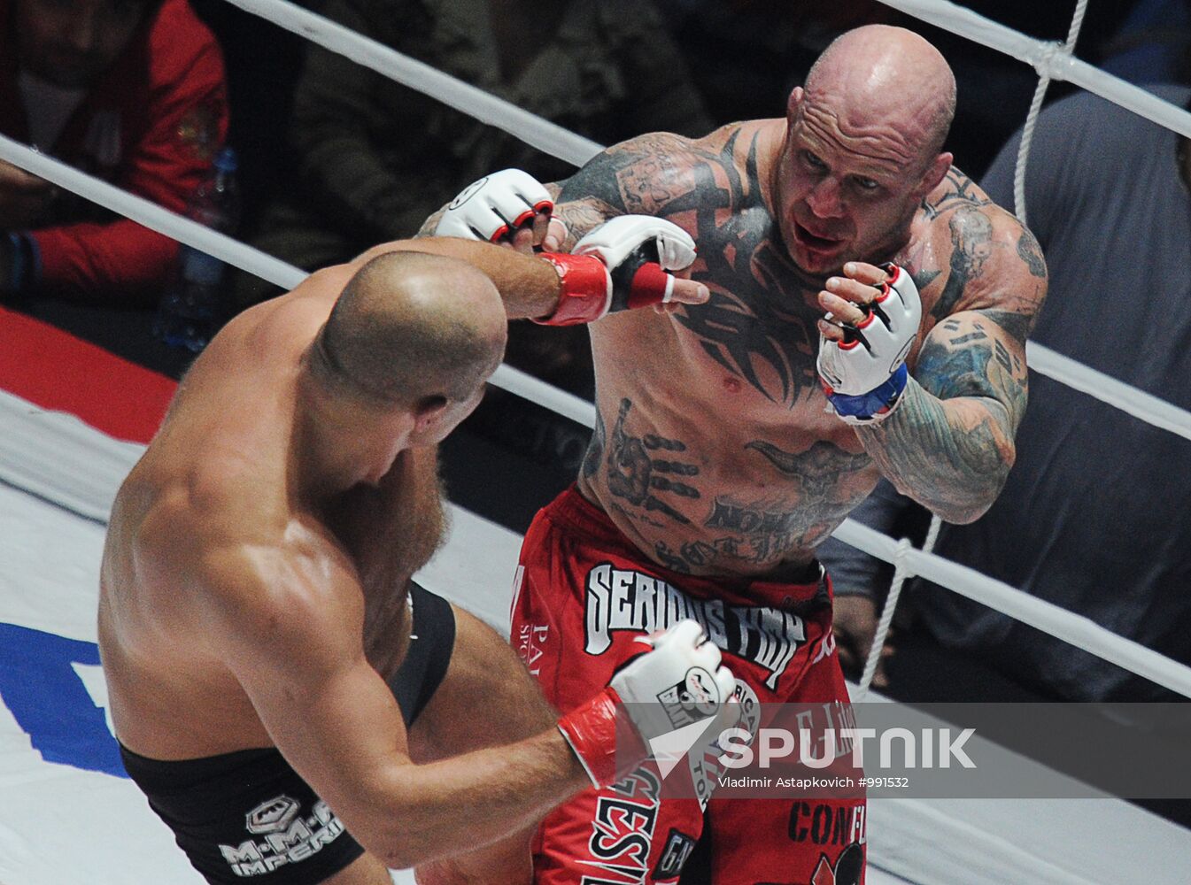 Mixed Martial Arts. Fight between F. Emelianenko and J. Monson