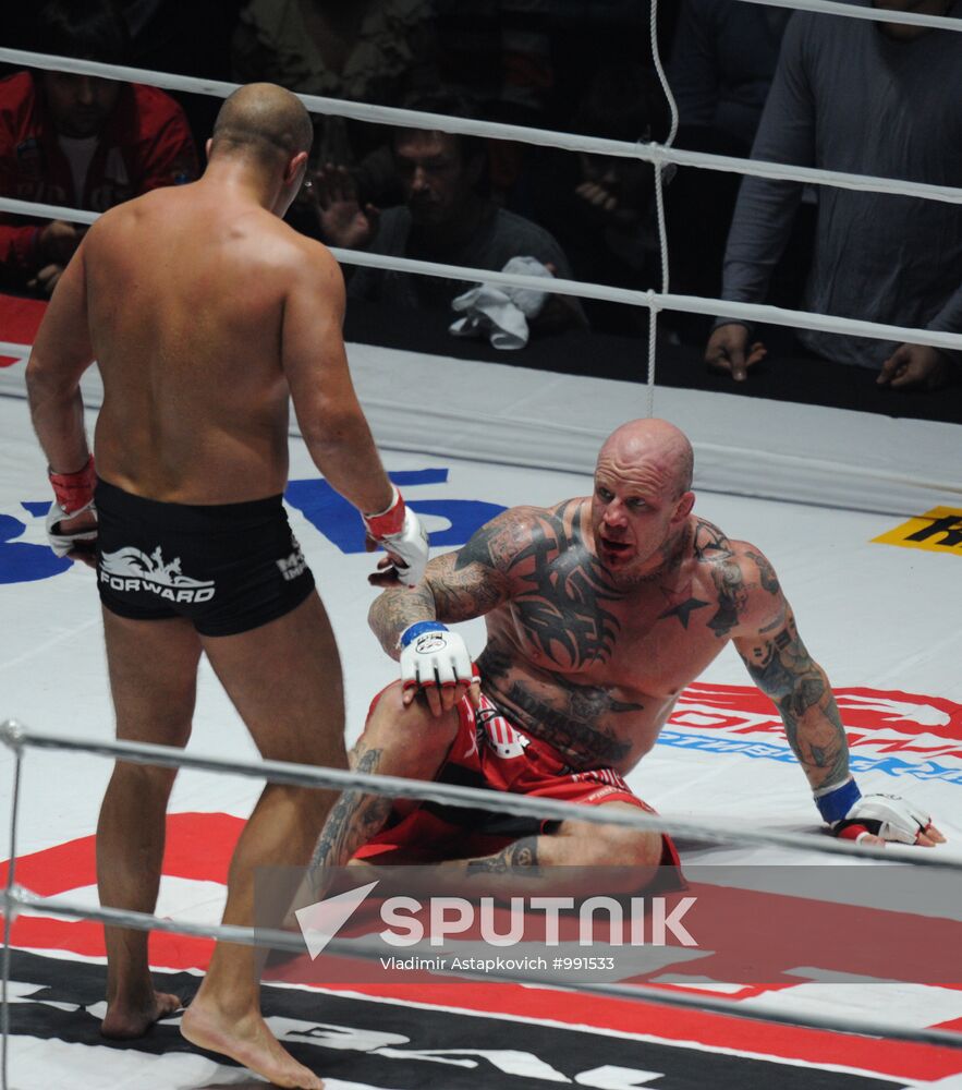 Mixed Martial Arts. Fight between F. Emelianenko and J. Monson