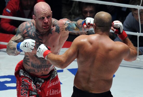 Mixed Martial Arts. Fight between F. Emelianenko and J. Monson