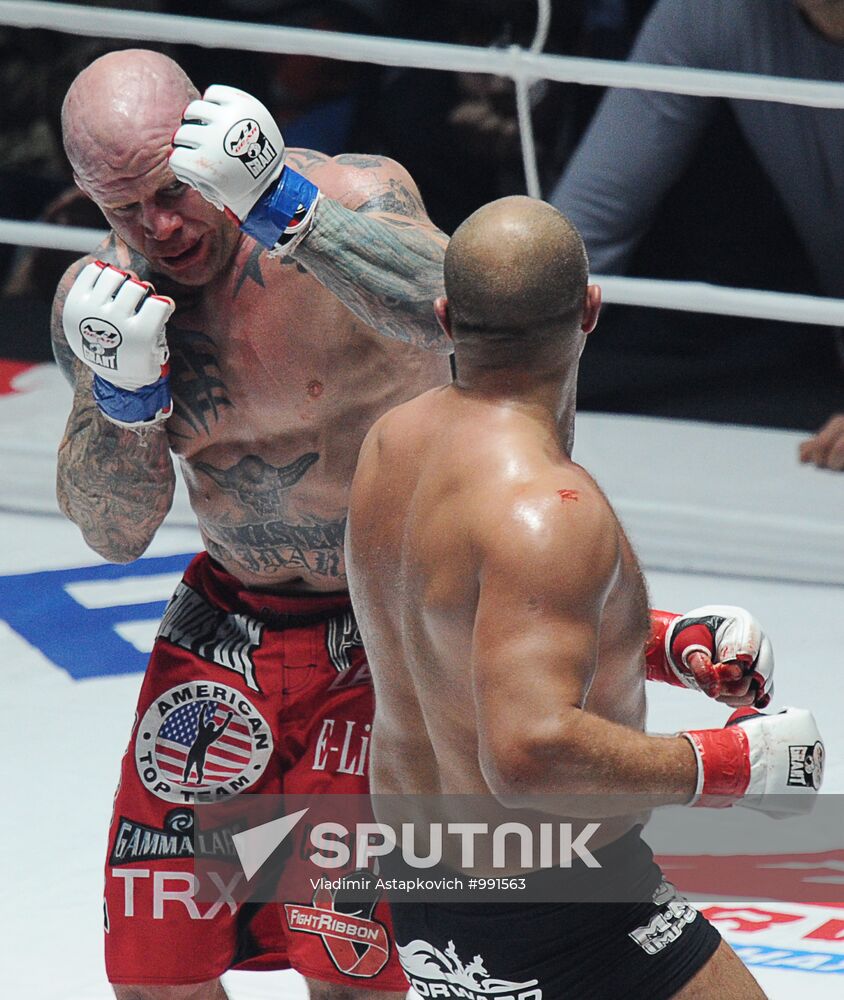 Mixed Martial Arts. Fight between F. Emelianenko and J. Monson