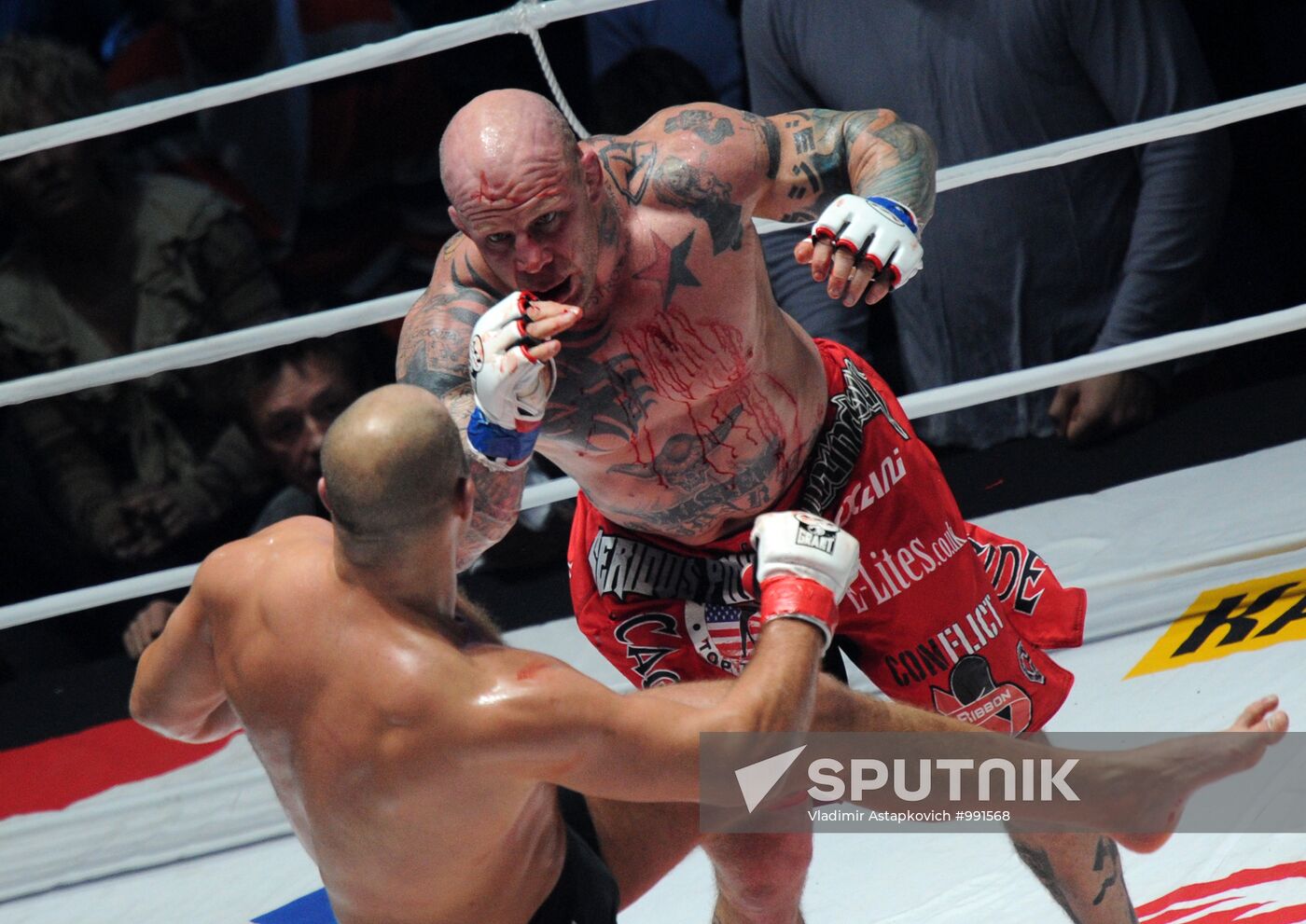 Mixed Martial Arts. Fight between F. Emelianenko and J. Monson