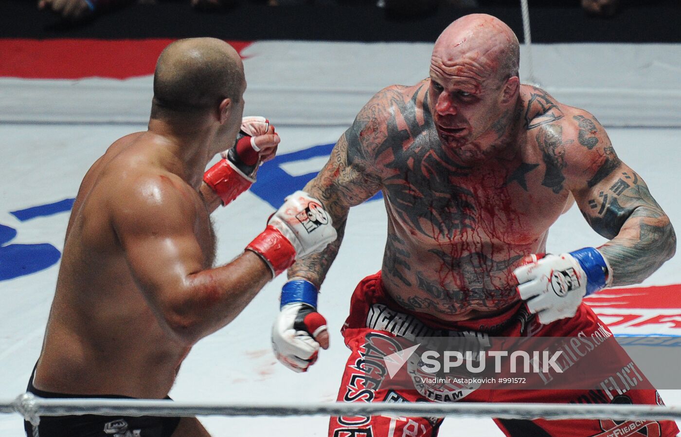 Mixed Martial Arts. Fight between F. Emelianenko and J. Monson