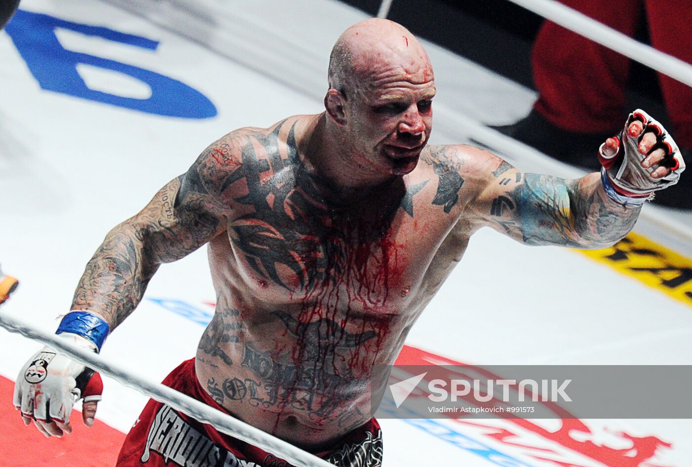 Mixed Martial Arts. Fight between F. Emelianenko and J. Monson