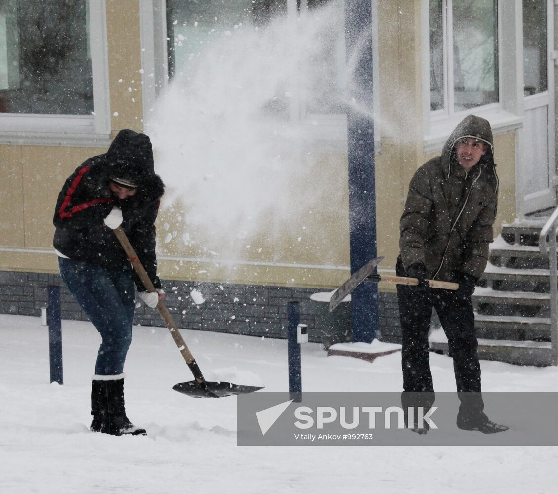 Snowfall in Vladivostok