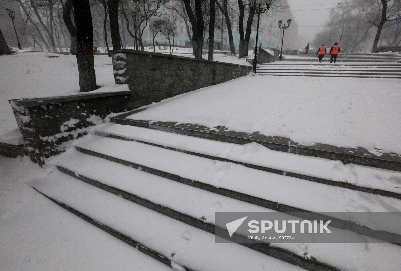 Snowfall in Vladivostok