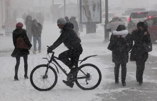 Snowfall in Vladivostok