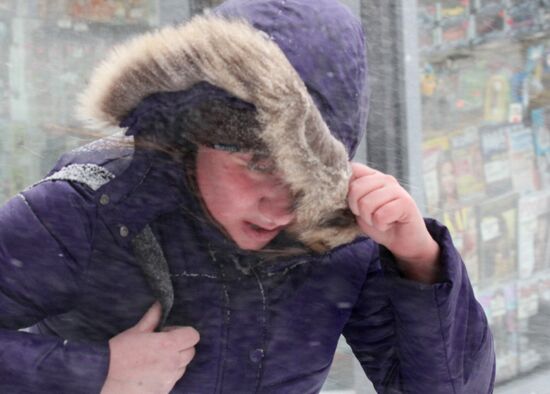 Snowfall in Vladivostok