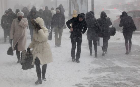 Snowfall in Vladivostok