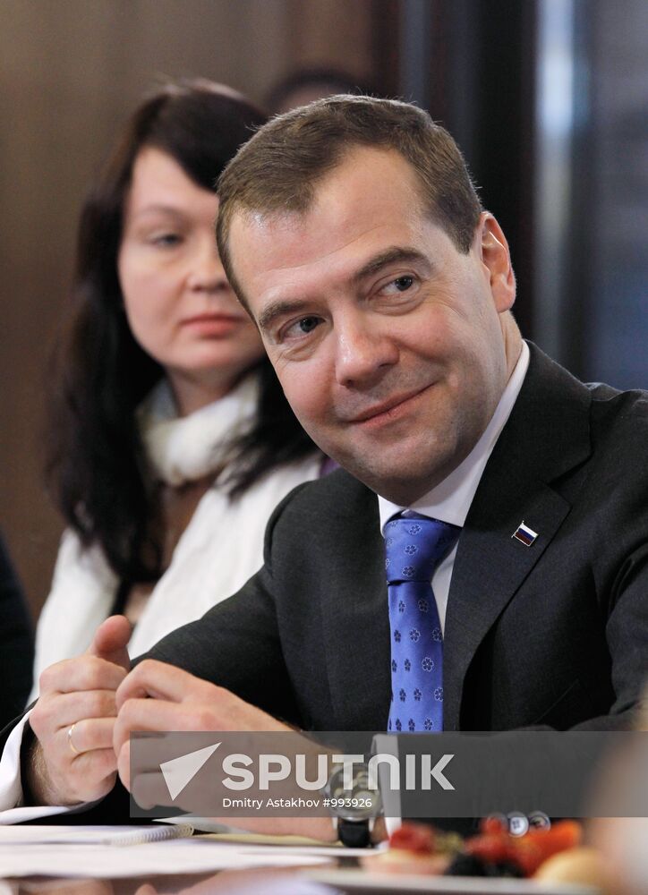 D.Medvedev and V.Putin meets with Women's Forum