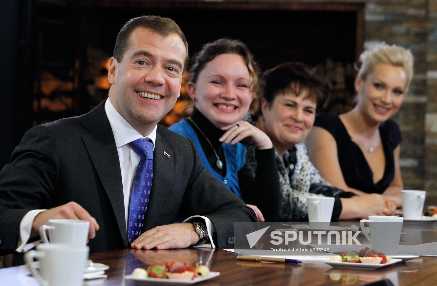 D.Medvedev and V.Putin meet with Women's Forum