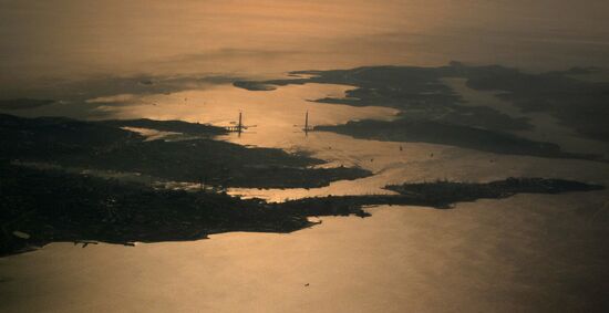 Construction of the bridge to Russky Island in Vladivostok
