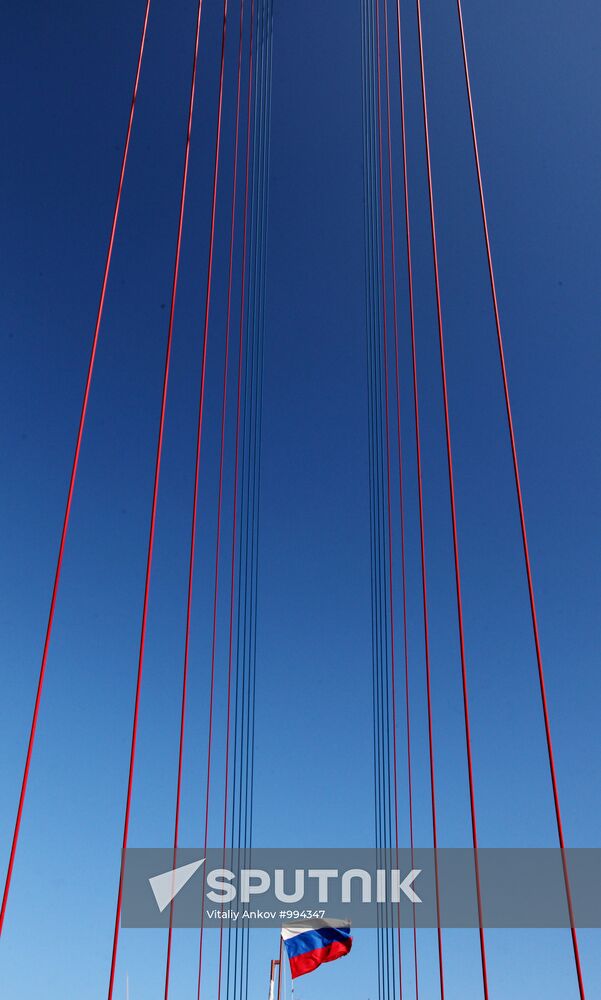 Construction of bridge to Russian island in Vladivostok