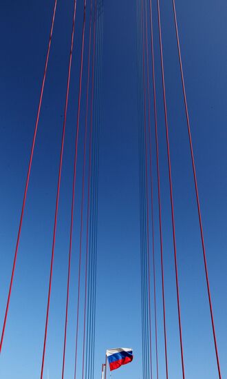 Construction of bridge to Russian island in Vladivostok