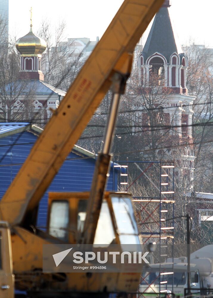 Construction of Butovskaya light-rail line in Moscow