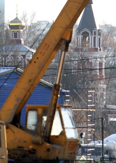 Construction of Butovskaya light-rail line in Moscow